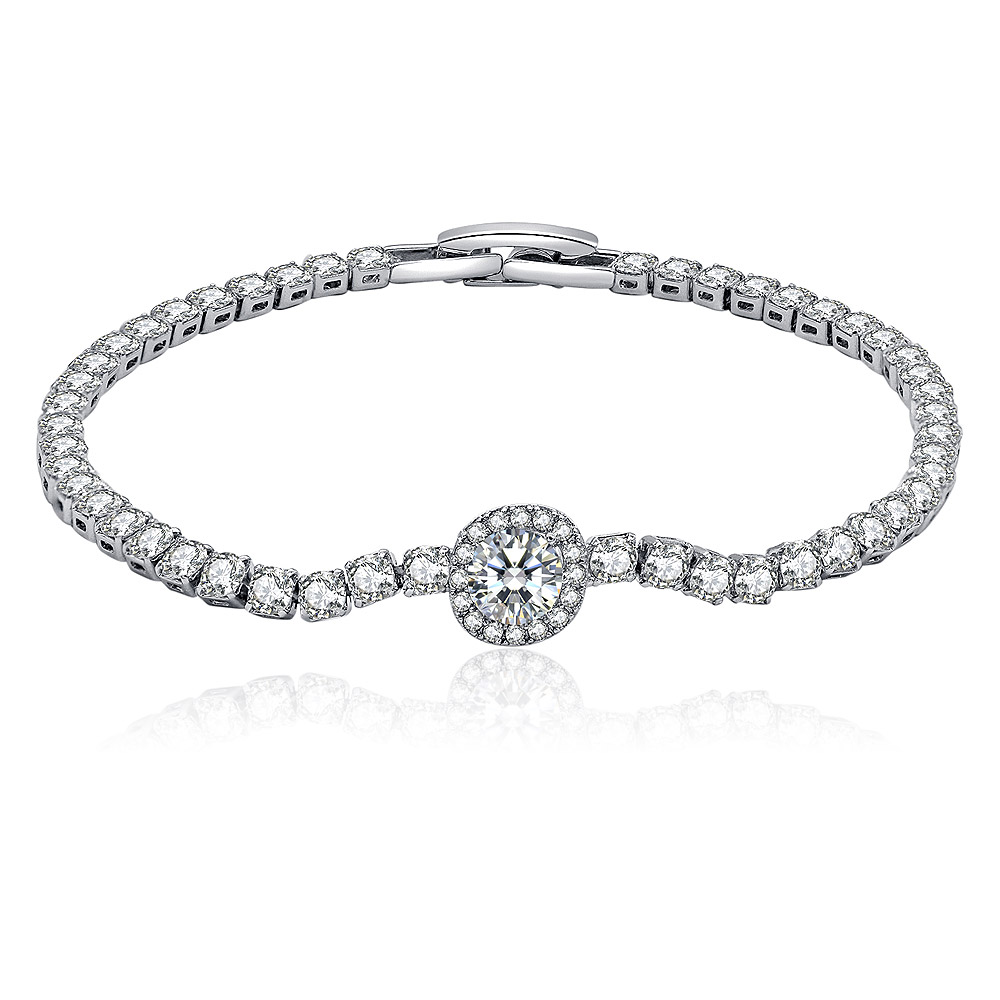 Round 2MM CZ Silver Tennis Bracelet